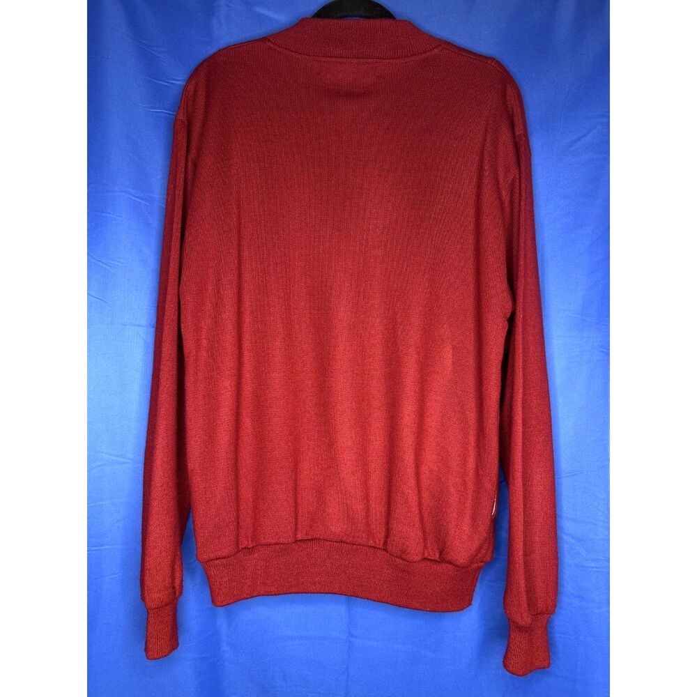 Vintage Coleman Mens Red Knit Henley Pullover Sweater Sz L Pockets 1990s Classic - Picture 2 of 8